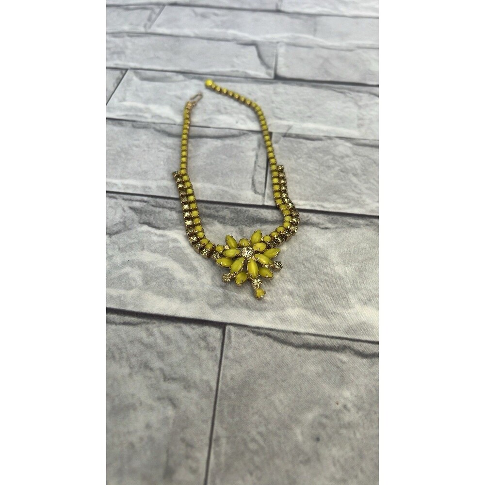 VGT JOSEPH WARNER Yellow Moon Glow  Necklace Signed 16” Approximately
